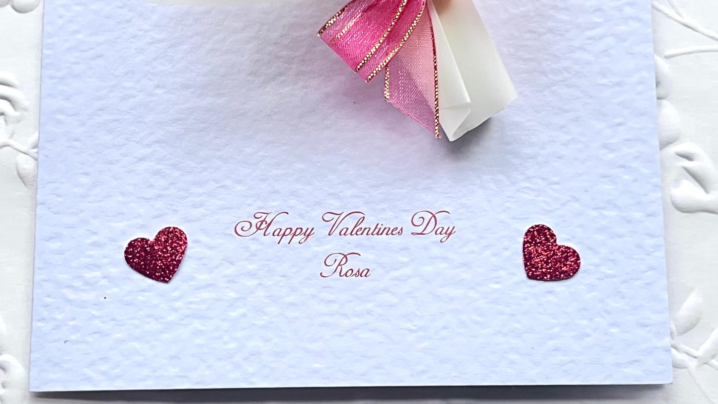 Luxury Handmade Personalised Valentines Day Card, Dried Flower Birthday Card, Greeting Card C003