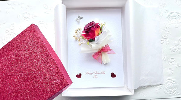 Luxury Handmade Personalised Valentines Day Card, Dried Flower Birthday Card, Greeting Card C003