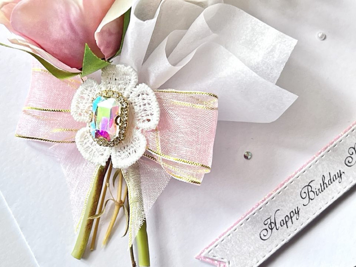 Luxury Handmade Personalised Flower Birthday Card  C006