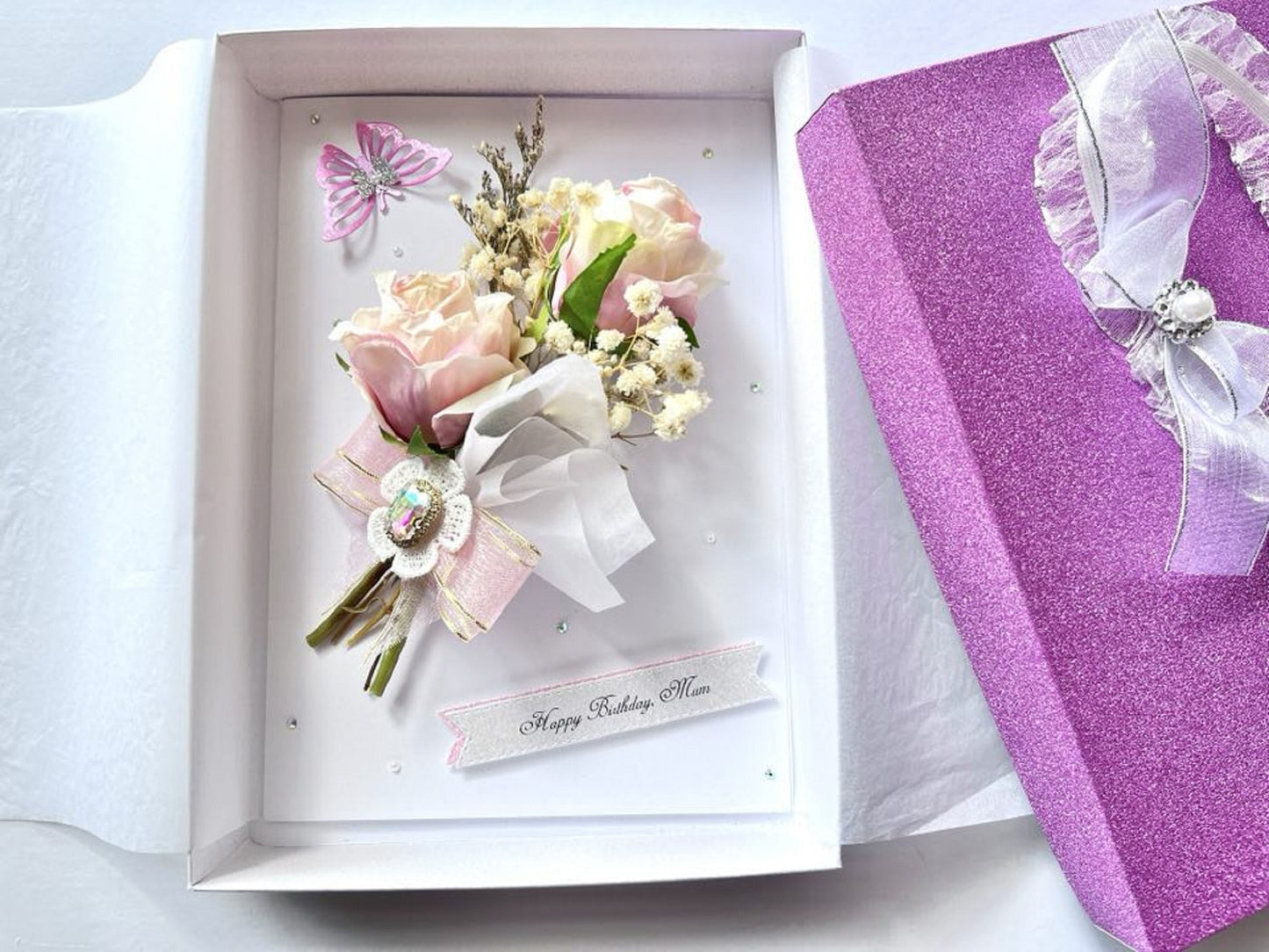 Luxury Handmade Personalised Flower Birthday Card  C006
