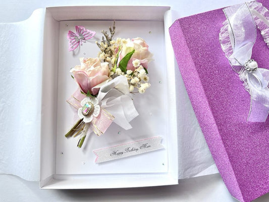Luxury Handmade Personalised Flower Birthday Card  C006
