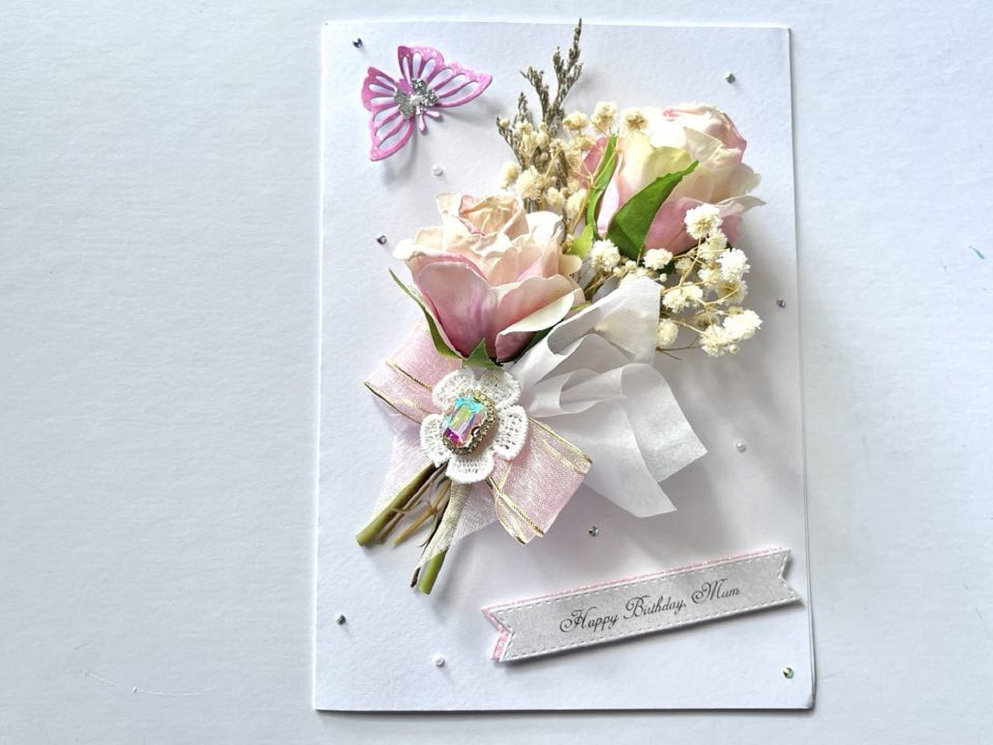 Luxury Handmade Personalised Flower Birthday Card  C006
