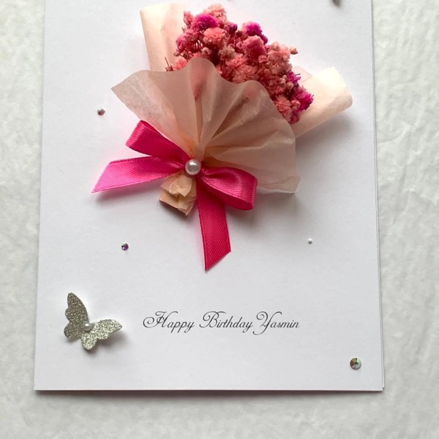 Handmade Personalized Flower Birthday Card | Handcrafted Floral Greeting | Custom Name & Message  C008