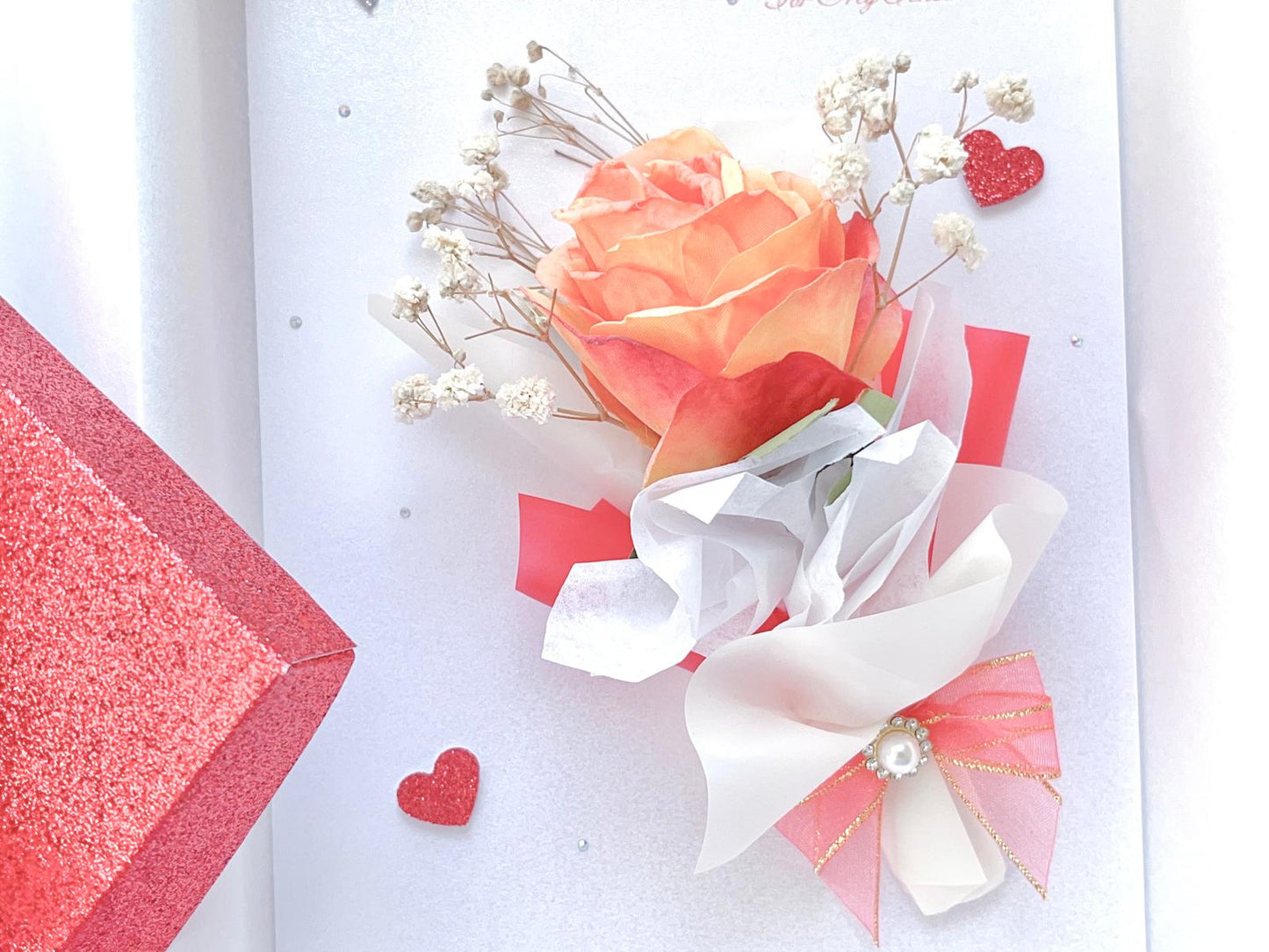 Luxury Handmade Personalised Valentines Day Card, Dried Flower Birthday Card, Greeting Card C019