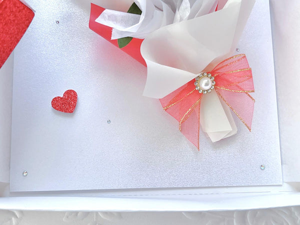 Luxury Handmade Personalised Valentines Day Card, Dried Flower Birthday Card, Greeting Card C019