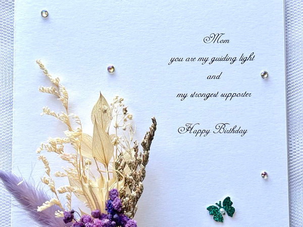 Luxury Handmade Personalised Dried Flower Birthday Card  C648