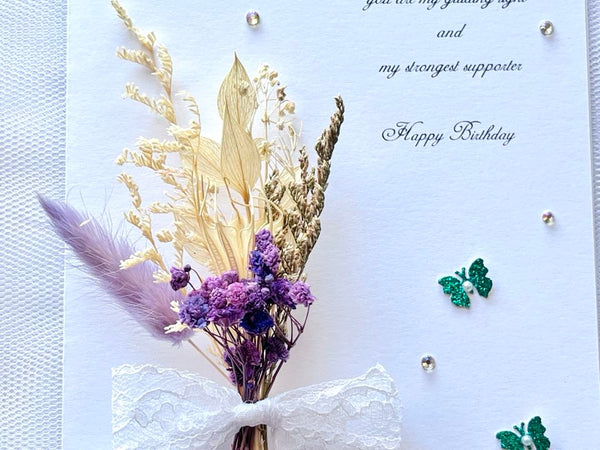 Luxury Handmade Personalised Dried Flower Birthday Card  C648