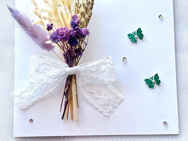 Luxury Handmade Personalised Dried Flower Birthday Card  C648