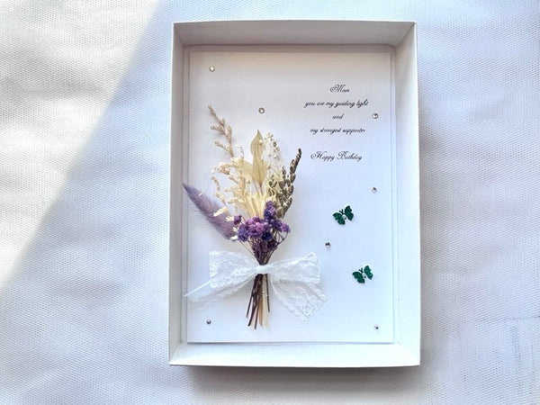 Luxury Handmade Personalised Dried Flower Birthday Card  C648