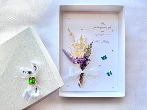 Luxury Handmade Personalised Dried Flower Birthday Card  C648