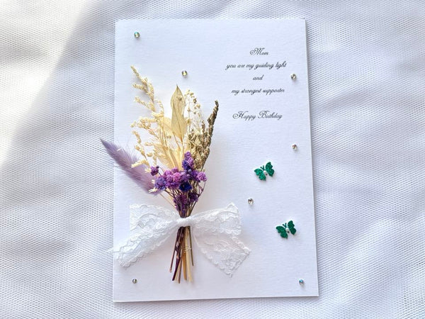 Luxury Handmade Personalised Dried Flower Birthday Card  C648