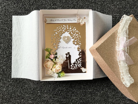 Luxury 3D Gold Wedding Card, Engagement Card C017