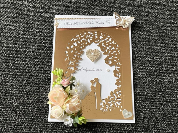 Luxury 3D Gold Wedding Card, Engagement Card C017