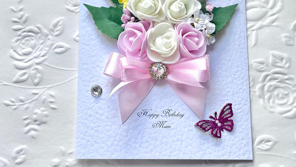 Luxury Handmade Personalised Floral Birthday Card, Greeting Card C018