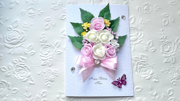 Luxury Handmade Personalised Floral Birthday Card, Greeting Card C018
