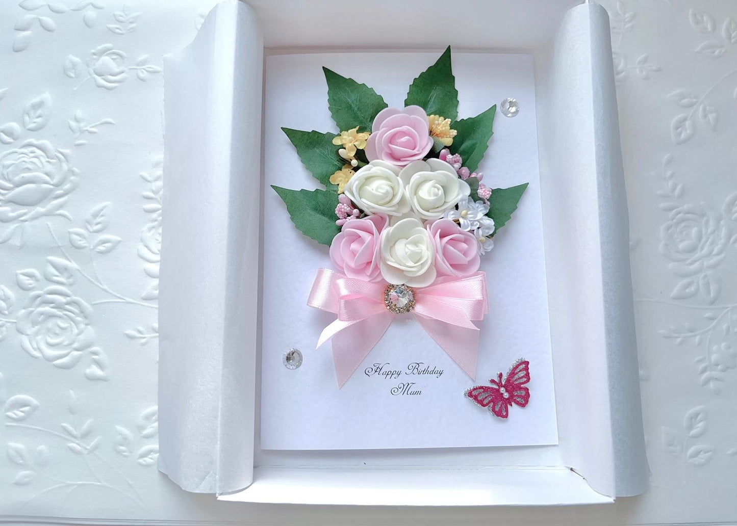 Luxury Handmade Personalised Floral Birthday Card, Bride and Groom C018