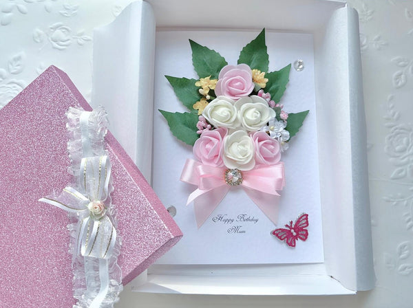 Luxury Handmade Personalised Floral Birthday Card, Greeting Card C018