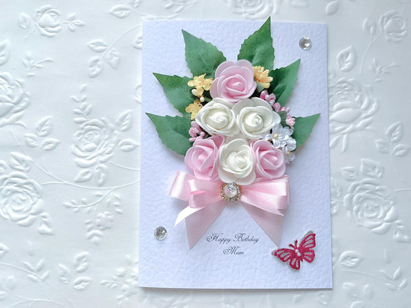 Luxury Handmade Personalised Floral Birthday Card, Greeting Card C018