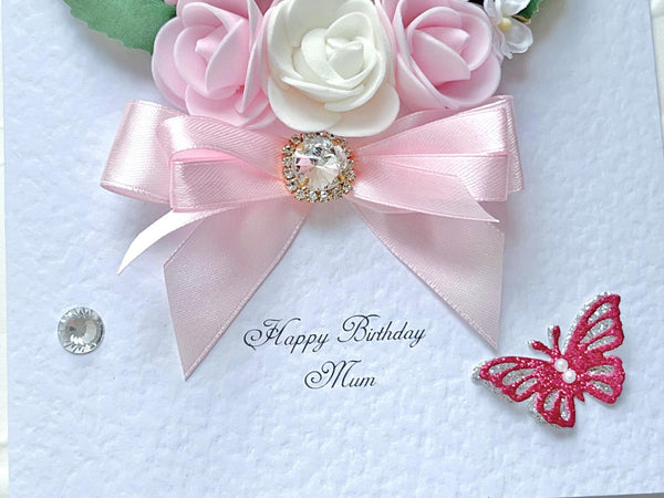 Luxury Handmade Personalised Floral Birthday Card, Greeting Card C018