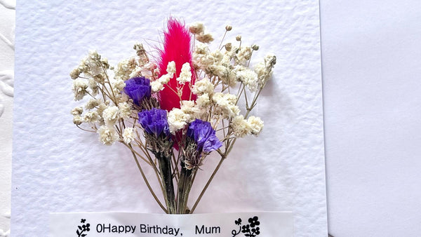 Luxury Handmade Dried Flower Birthday Card with Envelope  C019