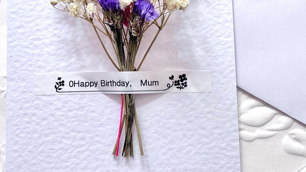 Luxury Handmade Dried Flower Birthday Card with Envelope  C019