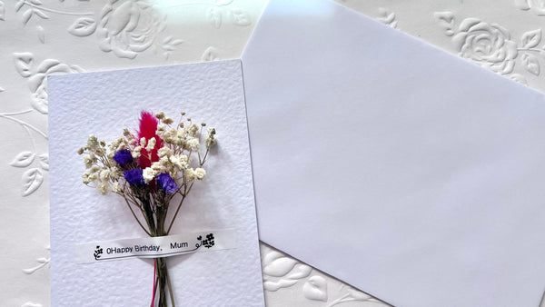 Luxury Handmade Dried Flower Birthday Card with Envelope  C019