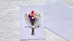 Luxury Handmade Dried Flower Birthday Card with Envelope  C019