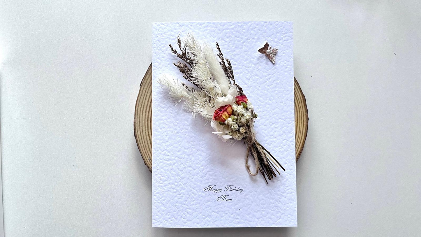 Luxury Birthday Gift for Her with Envelpe, Handmade Flower Bouquet with Personalised Card, Floral Birthday Card for Girls Women C025