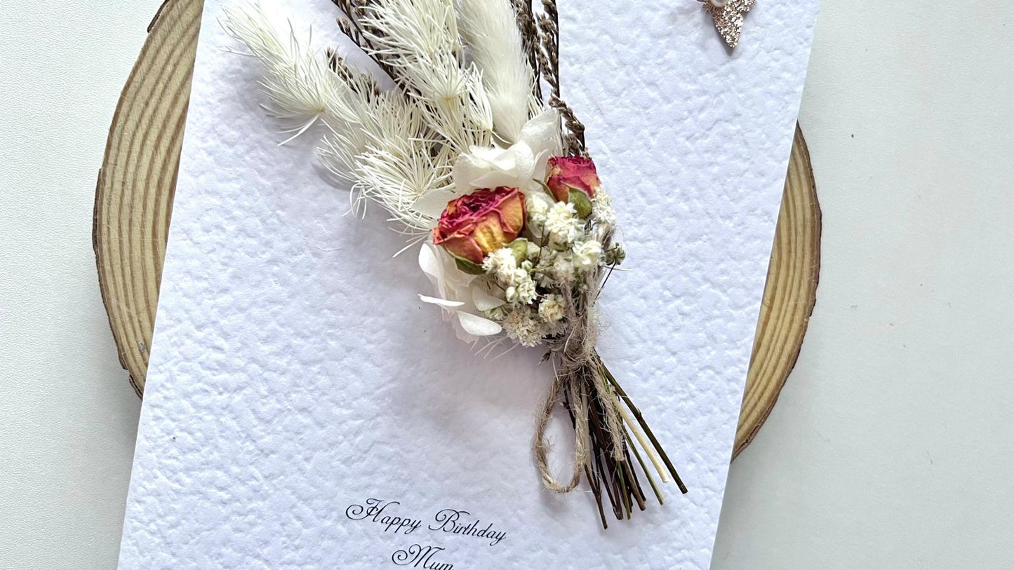 Luxury Birthday Gift for Her with Envelpe, Handmade Flower Bouquet with Personalised Card, Floral Birthday Card for Girls Women C025