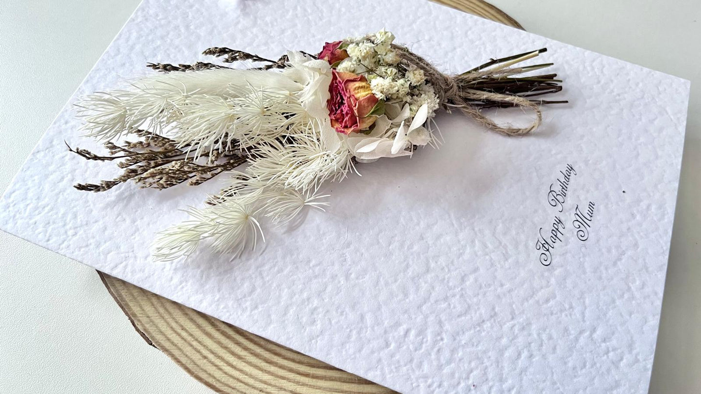 Luxury Birthday Gift for Her with Envelpe, Handmade Flower Bouquet with Personalised Card, Floral Birthday Card for Girls Women C025