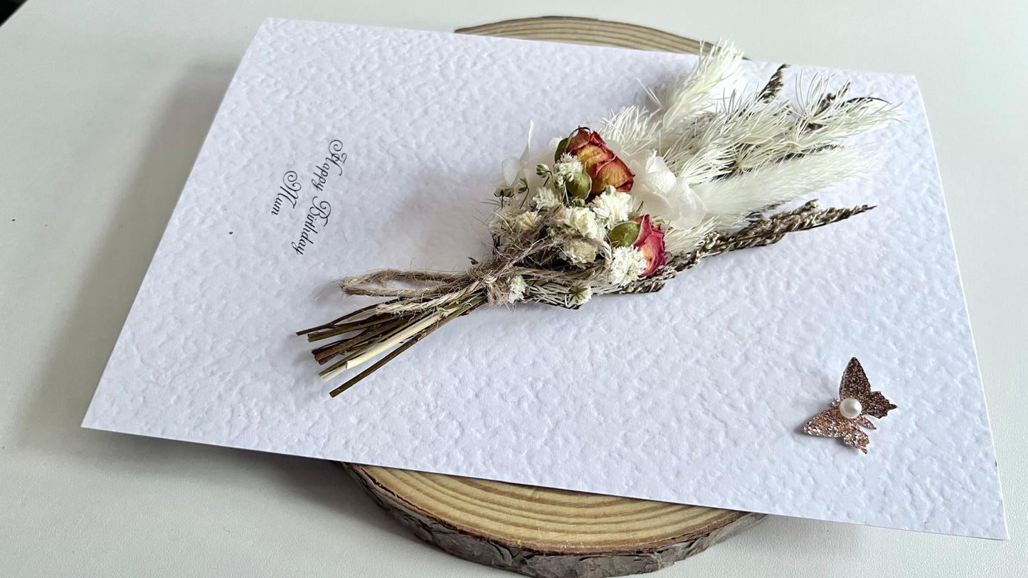 Luxury Birthday Gift for Her with Envelpe, Handmade Flower Bouquet with Personalised Card, Floral Birthday Card for Girls Women C025