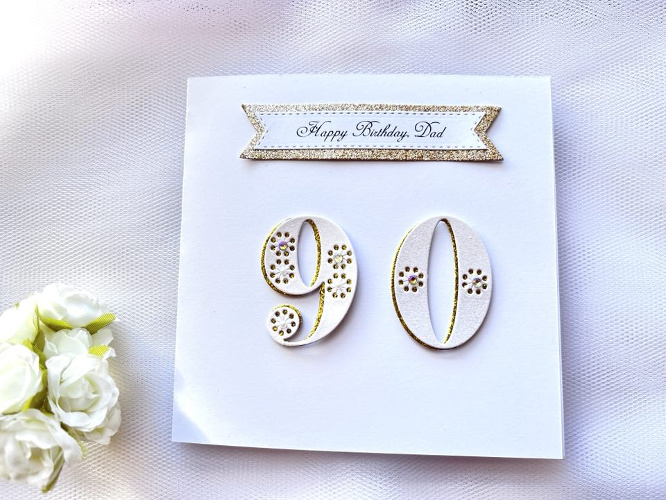 Handmade Personalised White Age Birthday Card for Dad, Husband, Son C028