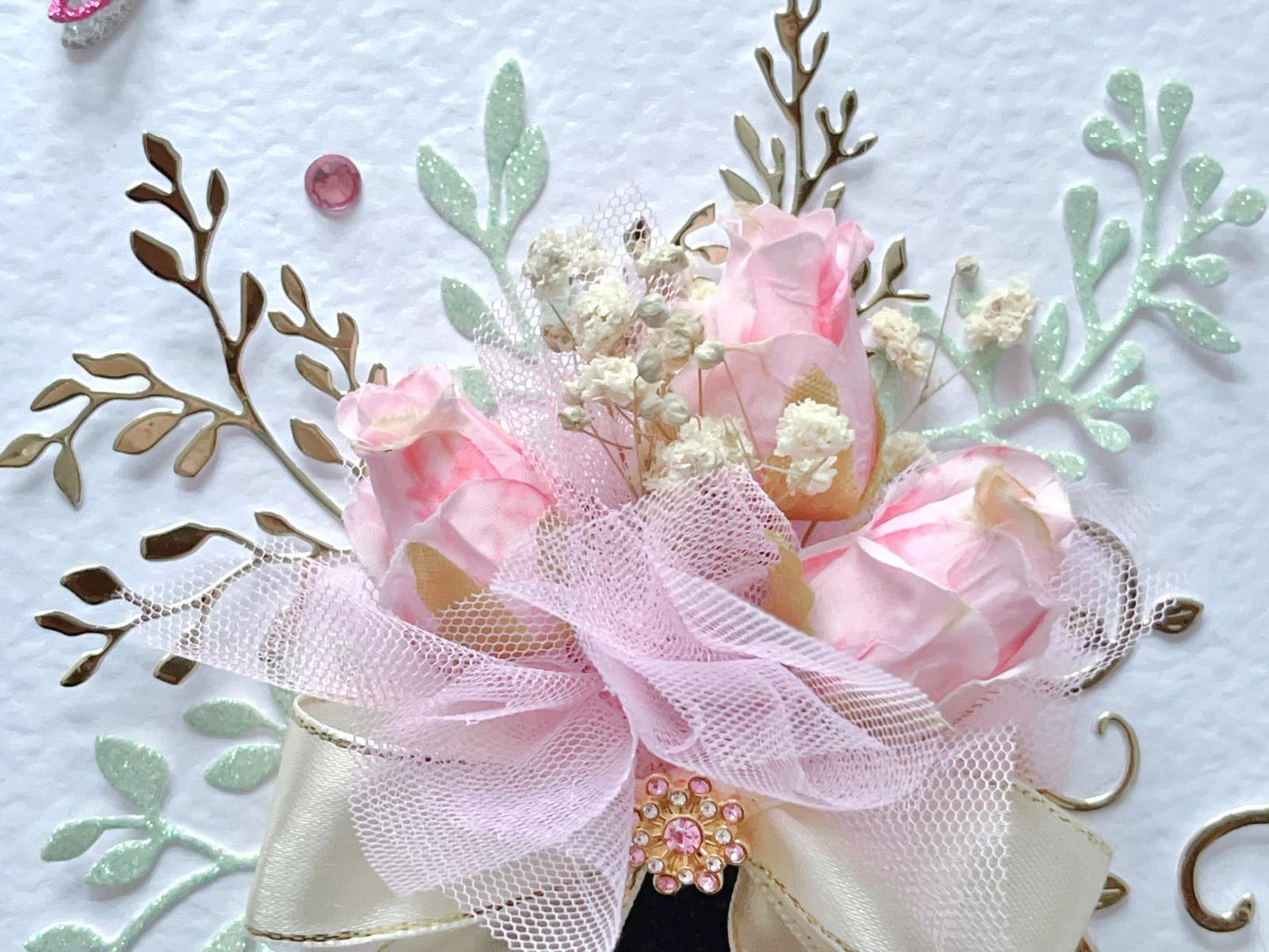 Luxury Handmade Preserved Dried Flower Birthday Card, Greeting Card C029