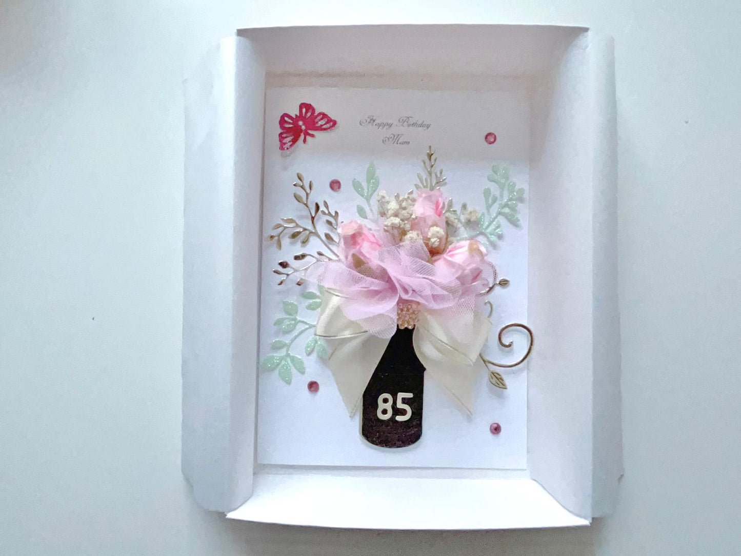 Luxury Handmade Preserved Dried Flower Birthday Card, Greeting Card C029