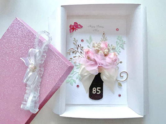Luxury Handmade Preserved Dried Flower Birthday Card, Greeting Card C029