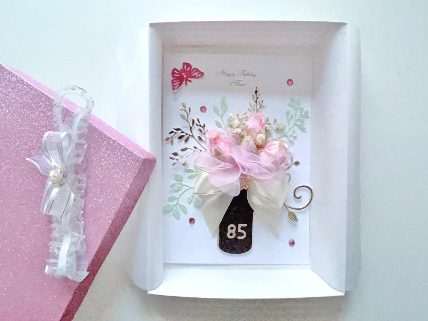 Luxury Handmade Preserved Dried Flower Birthday Card, Greeting Card C029