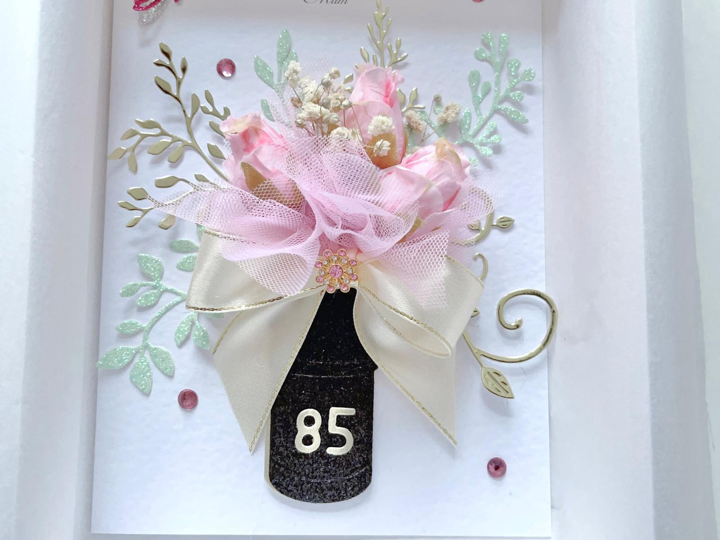 Luxury Handmade Preserved Dried Flower Birthday Card, Greeting Card C029