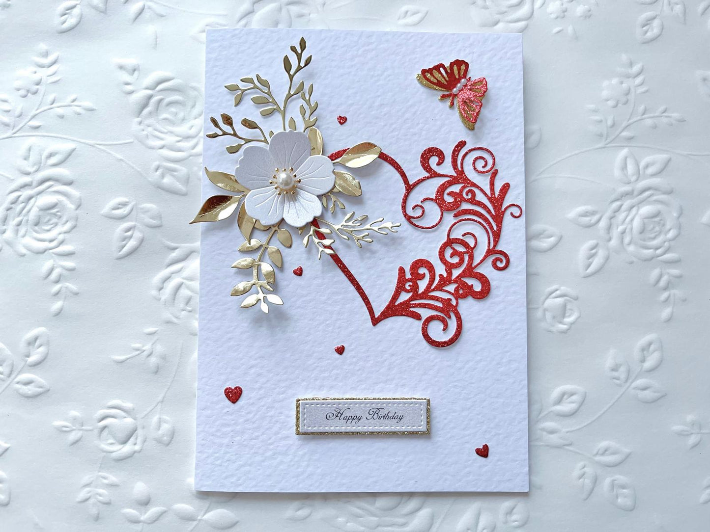 Luxury Handmade Personalised Floral Birthday Card, Greeting Card C031