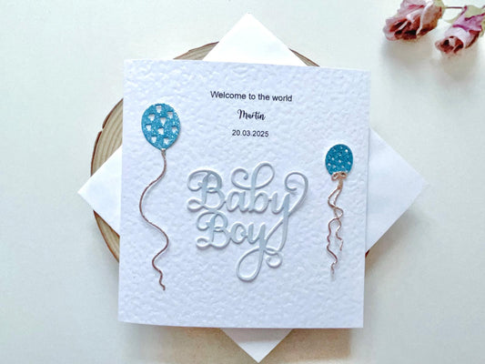 Personalised New Baby Card, Newborn Baby Boy Card  C033
