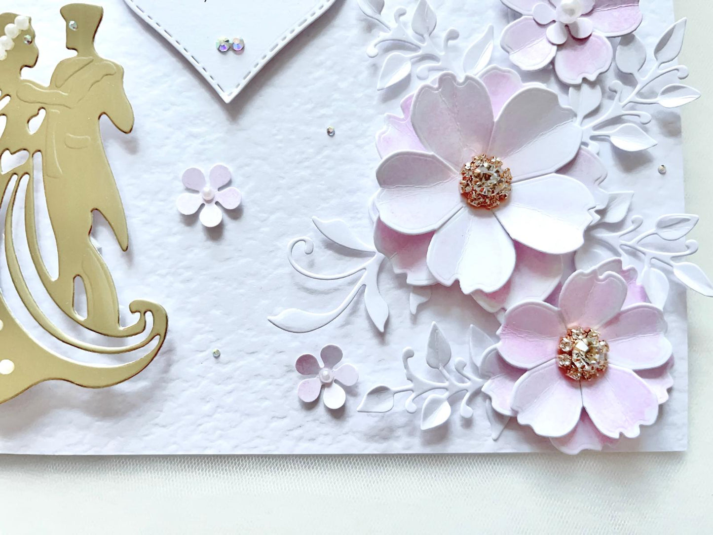 Luxury Handmade Personalised Floral Wedding Card, Bride and Groom C034