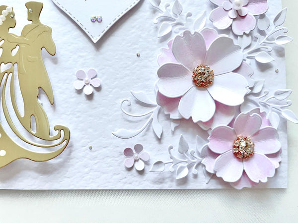 Luxury Handmade Personalised Floral Wedding Card, Bride and Groom C034