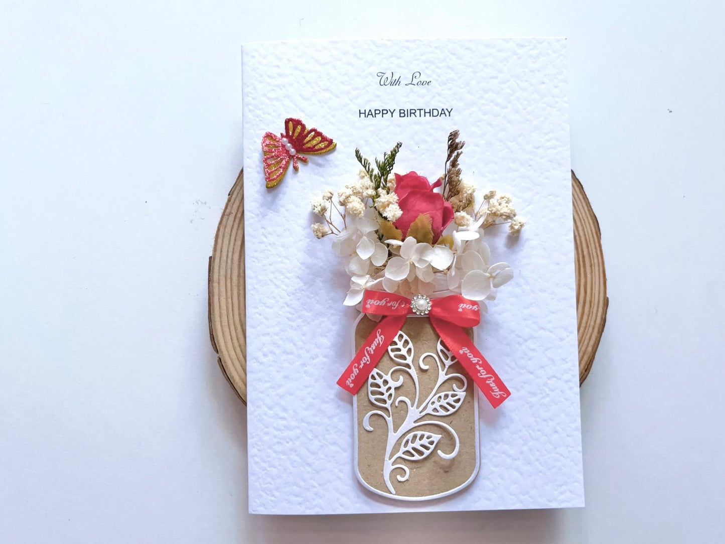 Luxury Handmade Personalised Flower Birthday Card C040