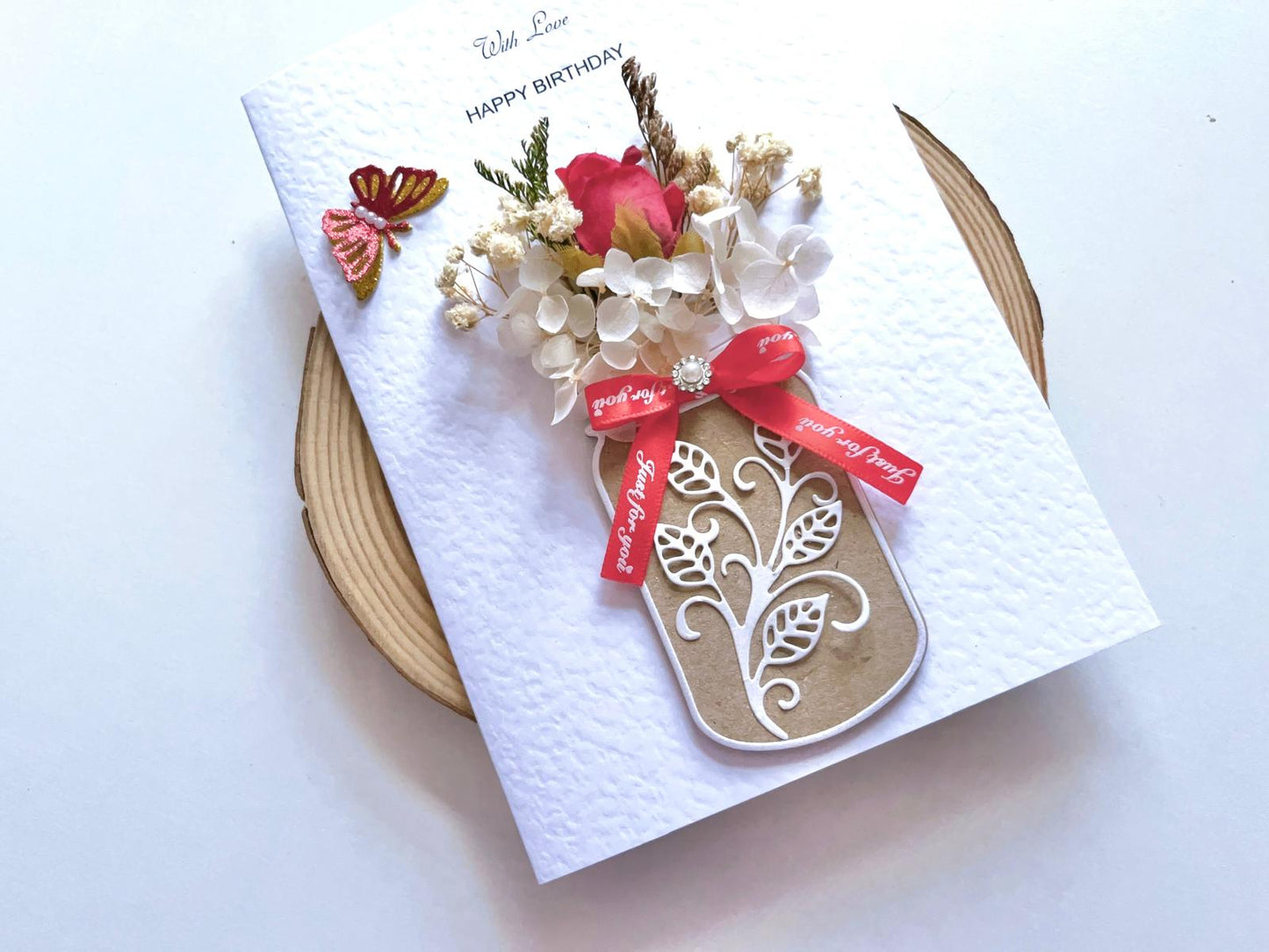Luxury Handmade Personalised Flower Birthday Card C040