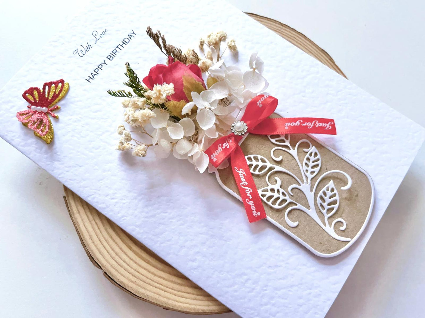 Luxury Handmade Personalised Flower Birthday Card C040