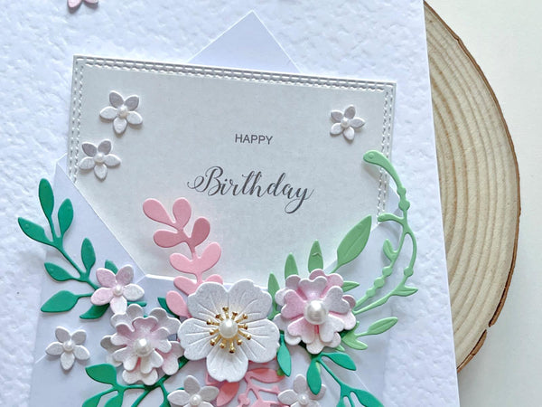 Luxury Handmade Personalised Floral Envelope Birthday Card C041