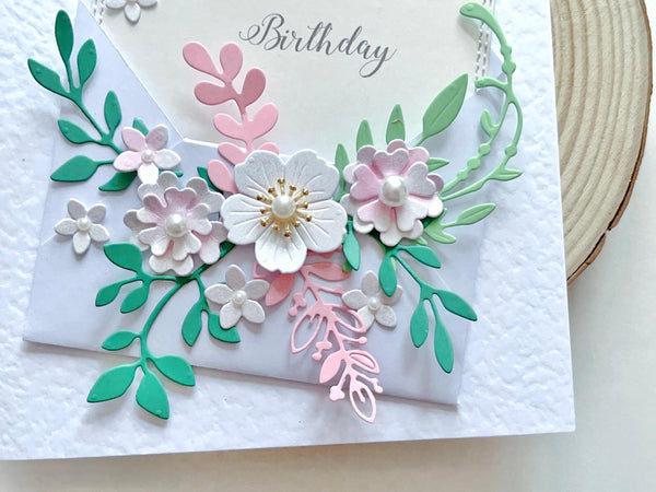 Luxury Handmade Personalised Floral Envelope Birthday Card C041