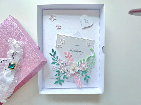 Luxury Handmade Personalised Floral Envelope Birthday Card C041