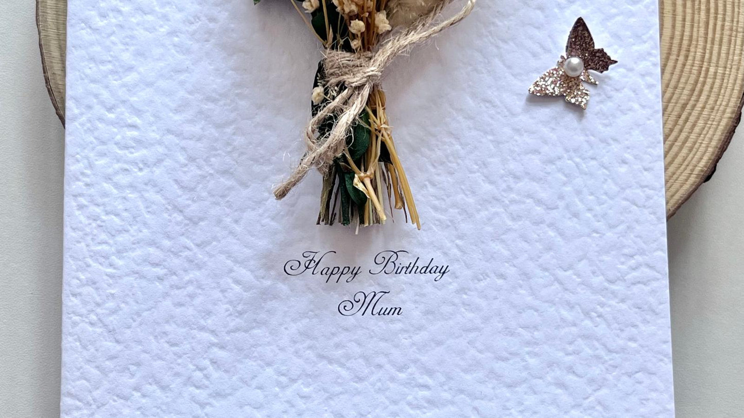 Luxury Birthday Gift for Her with Box, Handmade Flower Bouquet with Personalised Card, Floral Birthday Card for Girls Women C049