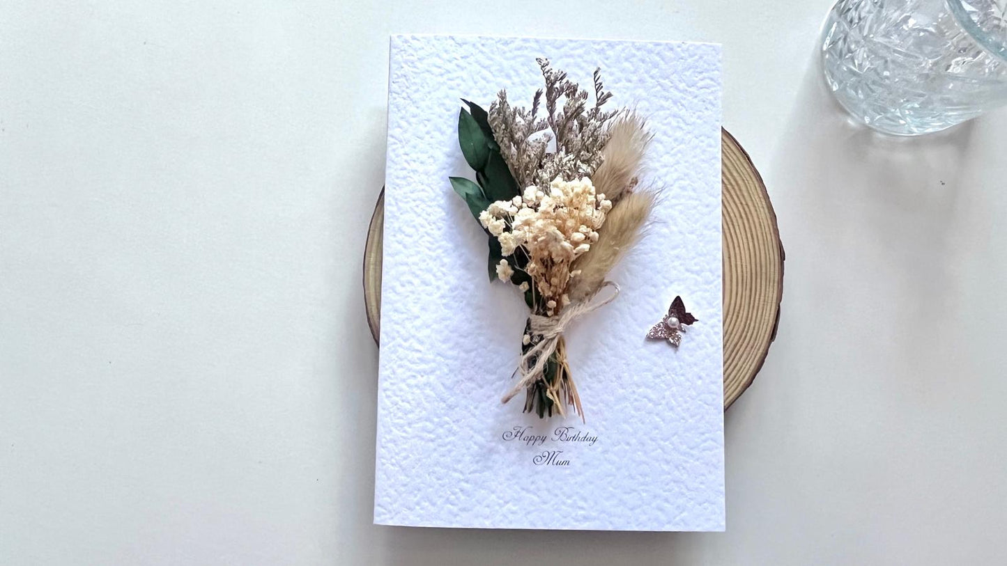 Luxury Birthday Gift for Her with Box, Handmade Flower Bouquet with Personalised Card, Floral Birthday Card for Girls Women C049