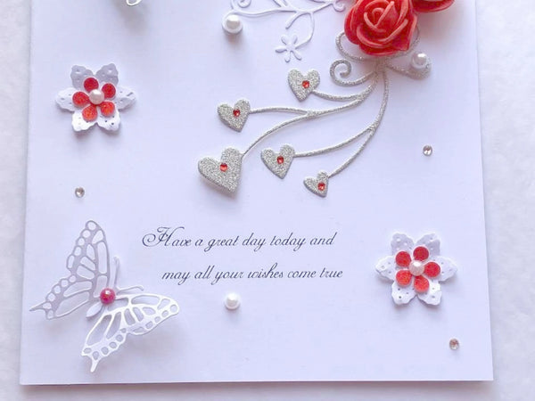 Luxury Handmade Birthday Flower Card C064